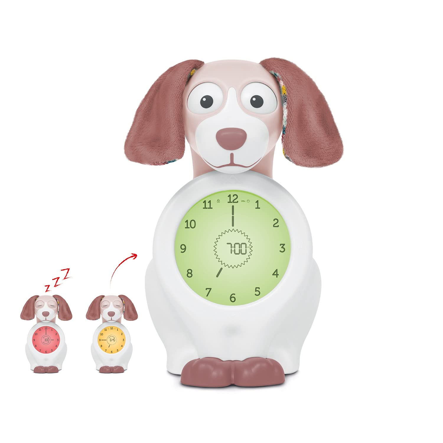 ZAZU Kids Davy Hund - Pädagogischer Wecker & Schlaftrainer für Kinder, LED Kinderwecker, Intelligentes Schlafen & Aufwachen, Mädchen & Jungen (Rosa)