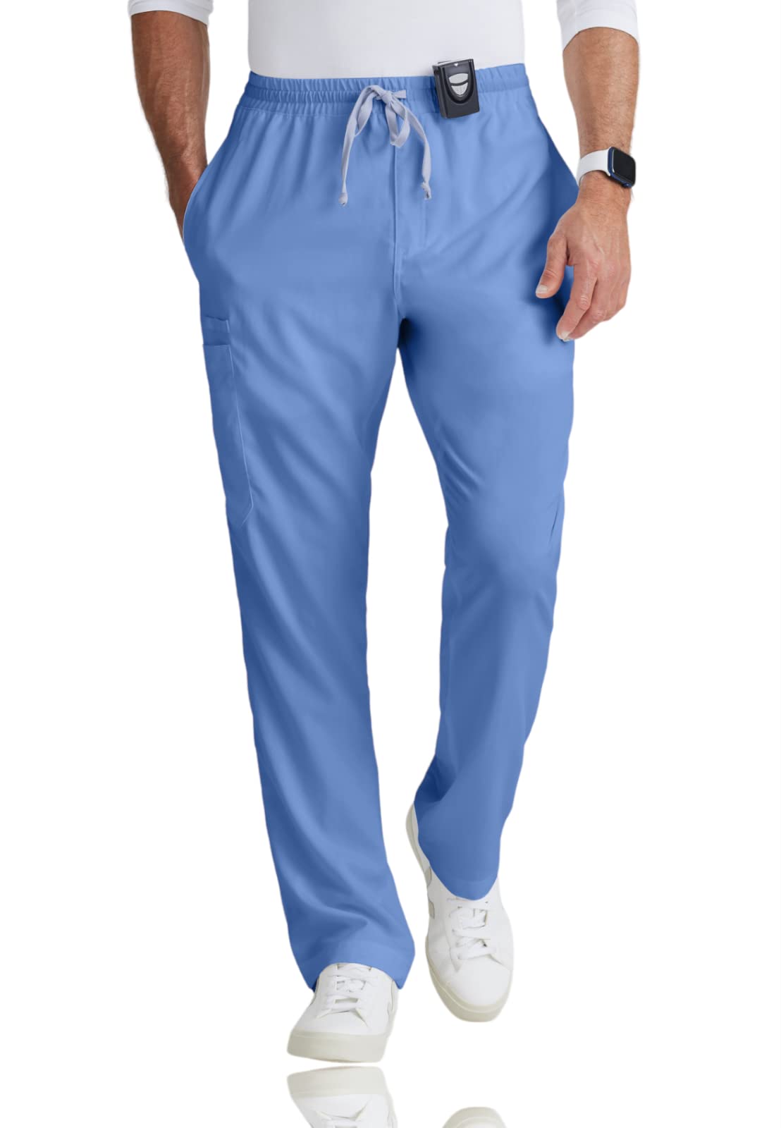 BARCO Grey's Anatomy Scrubs – Evan Scrub Hose für Herren, elastischer Bund mit Reißverschluss, gerades Bein, himmelblau, Medium Kurz