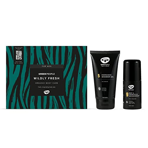 Green People for Men Wildly Fresh Hautpflege-Duo | Natürliches Geschenkset mit Body Wash und Deodorant für den Mann | Erfrischende Minze | Ohne SLS, Parabene und Ethylalkohol | Tierversuchsfrei, vegan