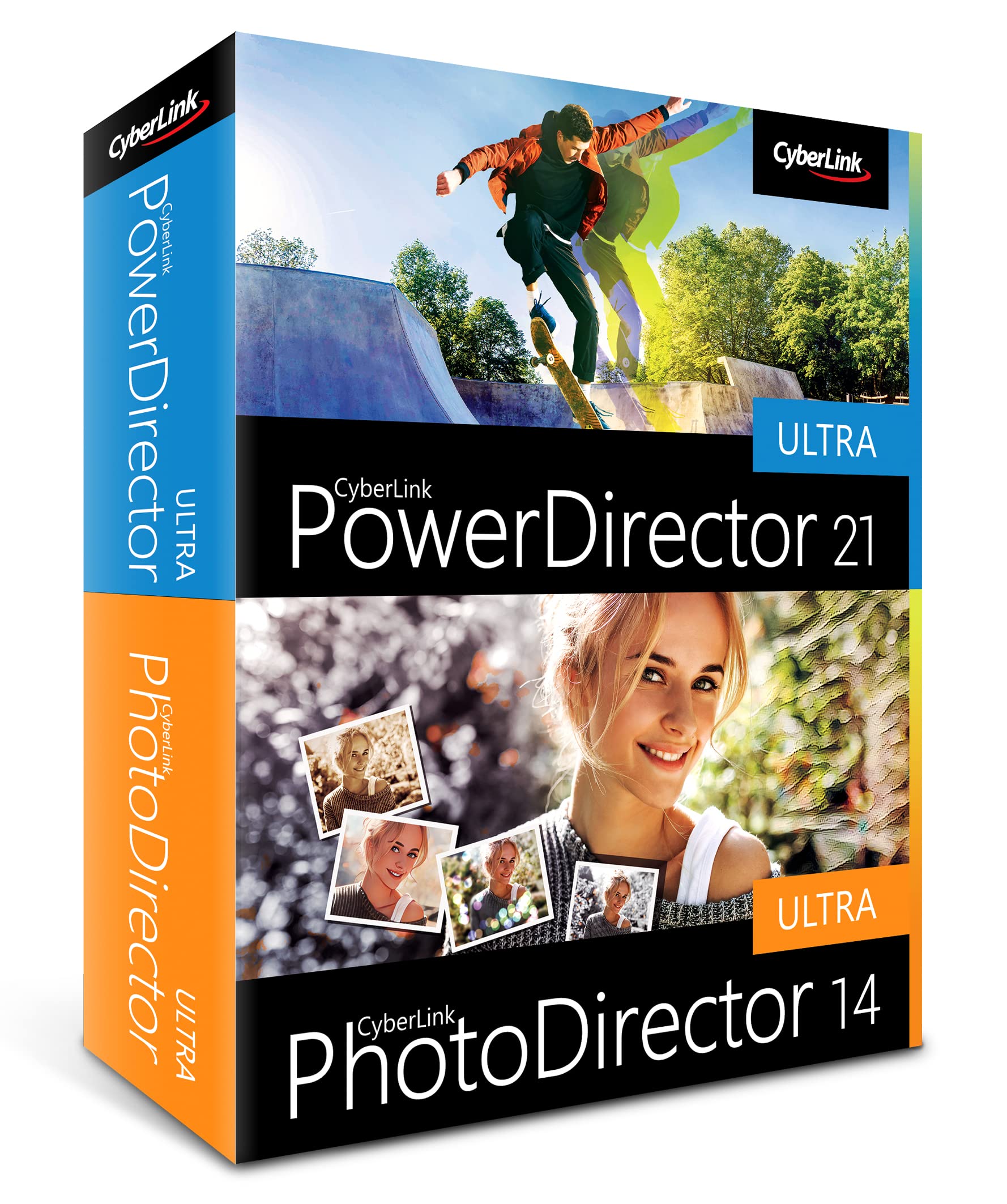 CyberLink PowerDirector 21 Ultra & PhotoDirector 14 Ultra Combo Pack | Easy Video Editing and Photo Editing Software | Slideshow Maker | Screen Recorder | Greenscreen Editor | Windows 10/11 [Box]