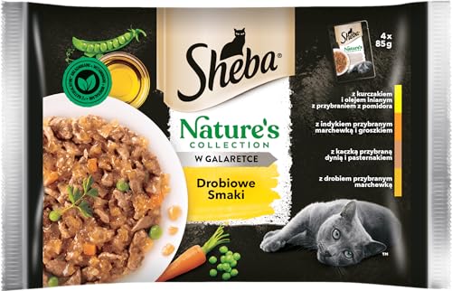 Sheba Nature's Collection Geflügelgeschmack – komplettes Nassfutter für ausgewachsene Katzen in Gelee 13 x (4x85g)