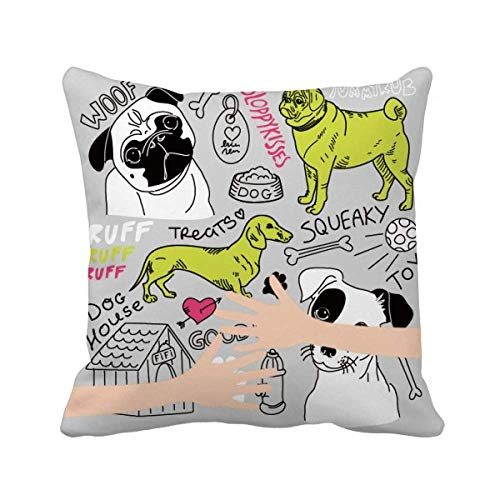 Quadratischer Kissenbezug mit Cartoon-Hundemotiv