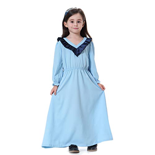BaronHong Muslim Islamisches Arabisches Mädchen Abaya Langes Thobe-Kleid Palace Stylish (SkyBlue, 160cm)