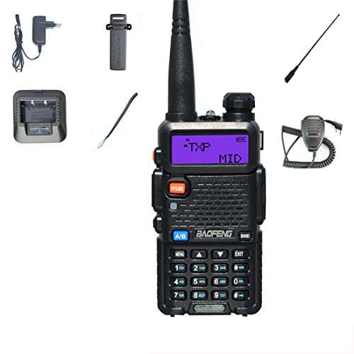 Für Baofeng UV 5R 10KM CB Amateurfunkstation Zwei-Wege-Amateur-VHF Leistungsstarke 5W UV-5R Walkie-Talkie-Jagdfunkgeräte (EU+771Antenne+Mikrofon)