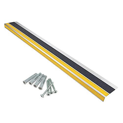 Treppenkantenprofil"General Line" 120 mm, Antirutschbeschichtung R13, inkl. Schrauben (12 cm x 100 cm, schwarz + gelb)