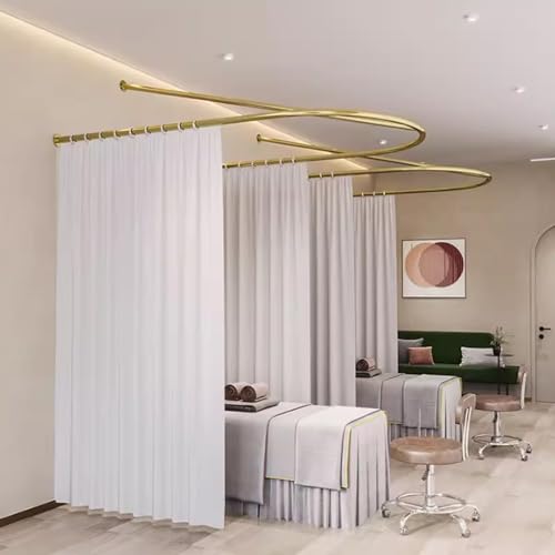 aweiyouxiang U-Beauty Salon-Trennvorhang, Sichtschutz-Vorhangstange, mit Vorhang, Wandvorhänge mit Metallhalterung, geeignet für Brautläden, Kliniken, Badezimmer,Without Curtain,120cm