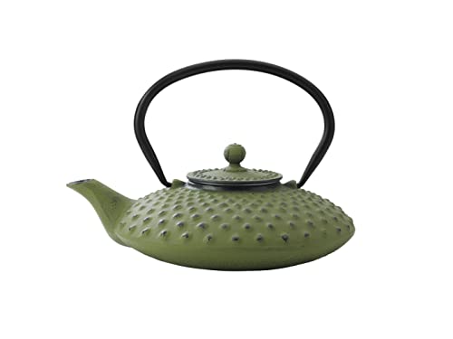 asiatische Teekanne Gusseisen Jing 0,8 ltr. grüne Noppenstruktur