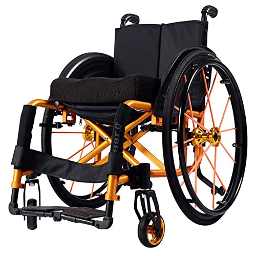 Rollstuhl Leichter Sportrollstuhl aus Aluminium, zusammenklappbar, manuell, selbstfahrender Rollstuhl, komfortables tragbares Mobilitätsgerät, 100 kg Tragfähigkeit Reisen Wheelchair