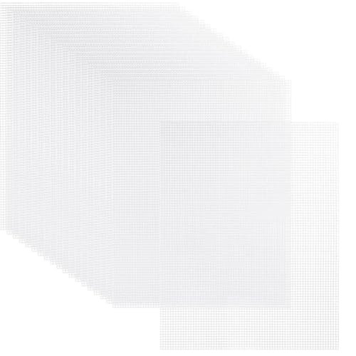 JUJNE 20 Blatt Kunststoff-Leinwand, 13 X 10,2 7CT Transparente Kunststoff-Netz-Leinwand-Blätter zum Sticken, Kreuzstich-Netz-Blätter, Einfach zu Verwenden