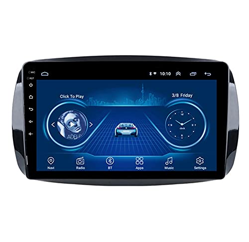 Autoradio Android Auto-Stereo-Autoradio-Empfänger GPS-Navigation – anwendbar für Mer-cedes Be-nz SMART Fortwo 2016–2018, 9-Zoll-Touchscreen, Lenkradsteuerung, 8 Core-WiFi: 2 + 32 G