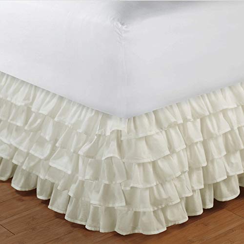 YYQQ Ruffled Solid bettrock, Wrap Around Style, Elastische Bett Wrap Ruffle Bett Rock bettrock rischen 15 Zoll Drop Weiß 200x200 (Color : I, Size : 200X200+38)