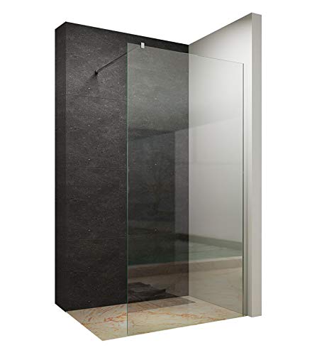 AQUABATOS 100x200cm Walk In Dusche 10mm Klarglas mit Nano Beschichtung Duschwand Glas Duschabtrennung Duschtrennwand Glastrennwand Glaswand für Duschwanne mit 90° Stabilisator