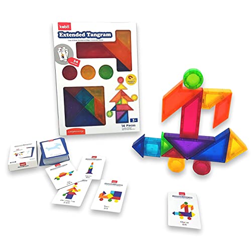 KEBO Tangram Magnetisches 3D-Bildungsspiel, Puzzle mit 7 Bausteinen und 54 Herausforderungen (Extended)