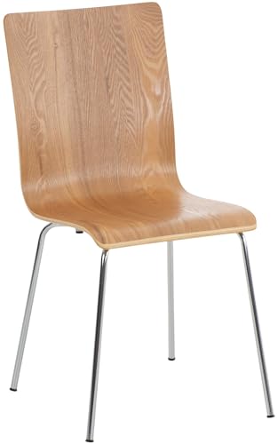 CLP Wartezimmerstuhl Pepe mit ergonomisch geformten Holzsitz und Metallgestell I Konferenzstuhl I erhältlich, Farbe:Eiche
