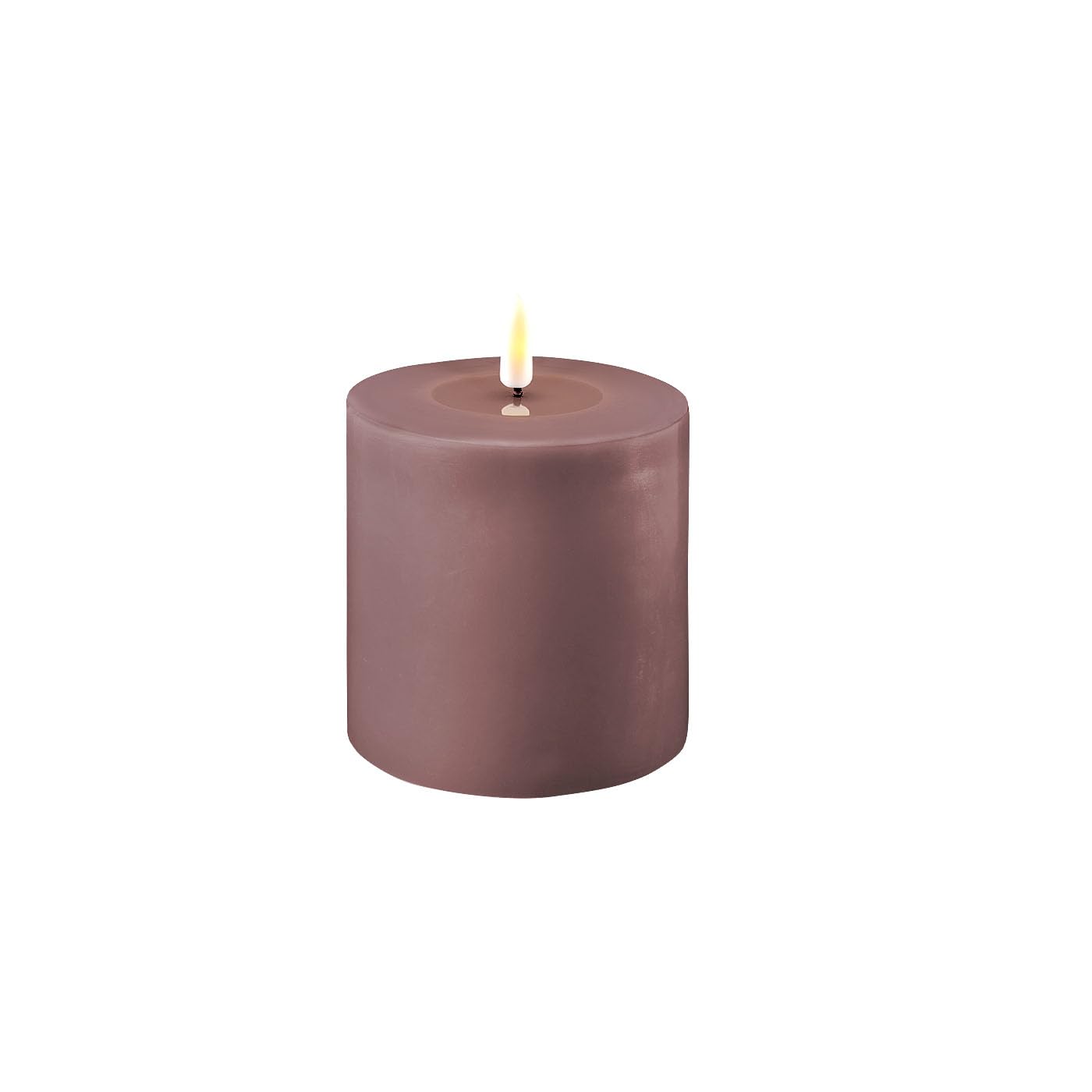 ReWu LED Kerze Deluxe Homeart, Indoor LED-Kerze mit realistischer Flamme auf einem Echtwachsspiegel, warmweißes Licht -Light Purple 10 x 10 cm