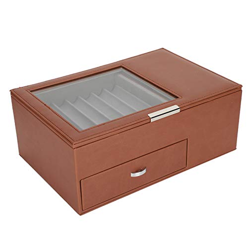 Füllfederhalter-Aufbewahrungsbox, PU-Leder Großraum-Pen-Display-Box für Geschenk(Braun, Blau)