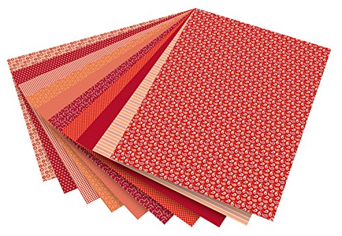 folia 46209 - Motivkarton Basics rot sortiert, 50 x 70 cm, 270 g/qm, 10 Bogen - Grundlage für vielfältige Bastelarbeiten und -ideen