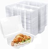 100 Pack Clear Plastic Hinged Food Container, Plastic To Go Containers with Clear Lids,Cake Slice Containers Clamshell Takeout Tray for Sandwiches, Dessert, Cakes, Cookies, Salads