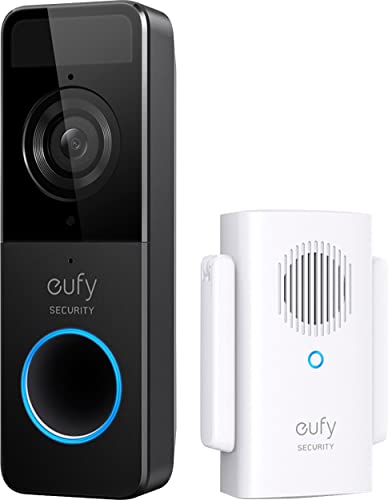 eufy Security, Wi-Fi-Video-Türklingel-Kit, 1080p-Auflösung, keine monatlichen Gebühren, Personenerkennung, 2-Wege-Audio, kostenloser drahtloser Gong, 16 GB Micro-SD-Karte enthalten(Generalüberholt)