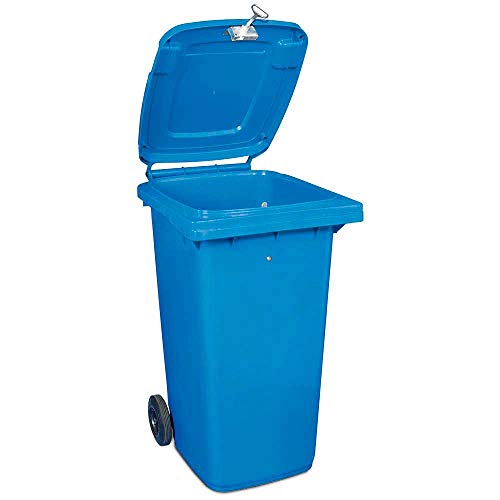 Abschließbare 120 Liter Mülltonne, blau, mit Dreikantschlüssel verschließbar, BxTxH 480x550x930 mm