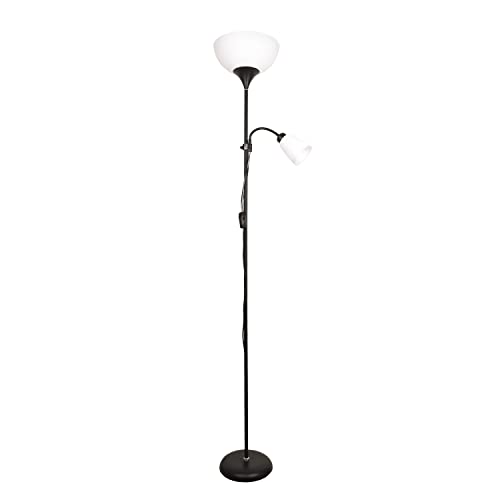 Bel Air Home - Stehlampe Varese aus Metall, 178 cm, 2xE27 Lampenfassungen für stilvolle Beleuchtung und gemütliche Atmosphäre im Wohnzimmer, Arbeitszimmer oder Büro(GLÜHBIRNE NICHT ENTHALTEN)(schwarz)