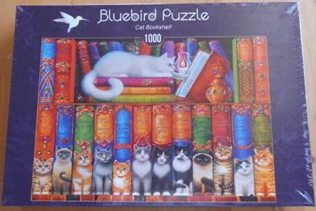 Bluebird Puzzle 1000 Teile - Cat Bookshelf Bücheregal mit Katzen