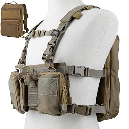DETECH Taktische Weste Airsoft Ammo Chest Rig Magazine Träger mit Molle Flat Pack Assault Pack Rucksack