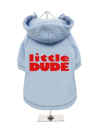 UrbanPup Hunde-Sweatshirt "Little Dude", mit Fleece-Futter, Blau / Rot