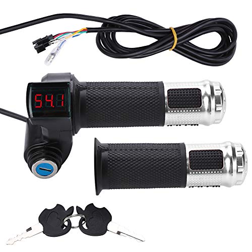 VGEBY Elektrofahrrad Gasgriff Elektro-Scooter Batteriespannung mit LED-Anzeige und Power Key Locker Accelerator (Farbe : Sliber)