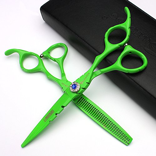 6 "grüne Schere Friseur Schere Haarschneider Kinder cabeleireiro Teflon Schere Ausdünnung Schere Haarschnitt (Set)