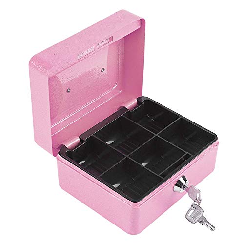Geldkassette - 1 Stück Mini Portable Steel Petty Lockable Bargeld Geldmünze Safe Safe Box Haushalt(Rosa)