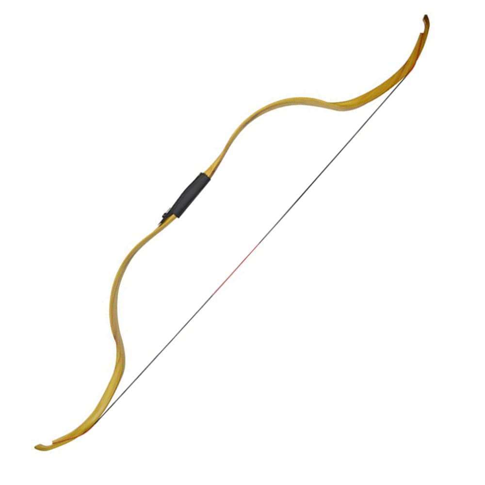 ZSHJGJR Traditioneller Langbogen Takedown Recurve Bogen 20lbs Handgemachter Holzbogen Bogenschießen Bogen und Pfeil Set Jagdbogen mit 3pcs Holzpfeile (Yellow)