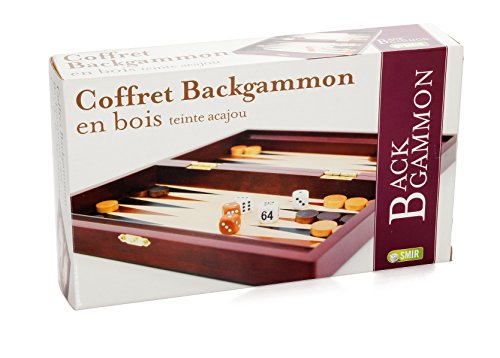 Smir - Backgammon aus Holz – Mahagoni-Tönung – Denk- und Strategiespiel – Traditionelles Spiel – Spielteile und Zubehör aus Holz