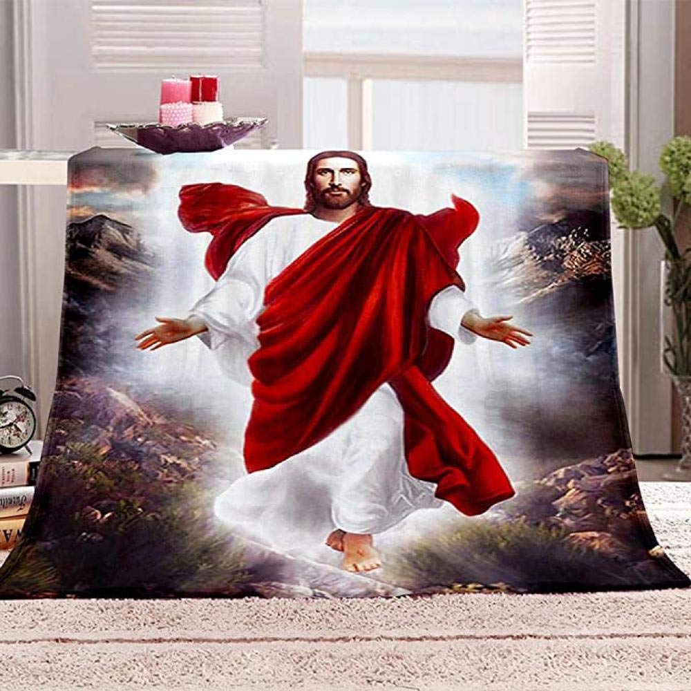 Bdhnmx Decken 3D-Druck Mein Vertrauen in Jesus Muster Doppel Single Throw Decken Soft Warm Bed Throws Sofa für Männer Frauen Kinder Baby-XL-180x220cm