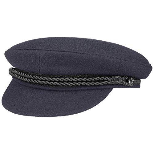 HAMMABURG Elbsegler Mütze Blau für Herren | traditionelle Kapitänsmütze mit Innenfutter | Matrosenmütze aus Tuch | Größe XXL 62 cm | Schirmmütze mit Kordel, kurzem Visor und schwarzen Knöpfen