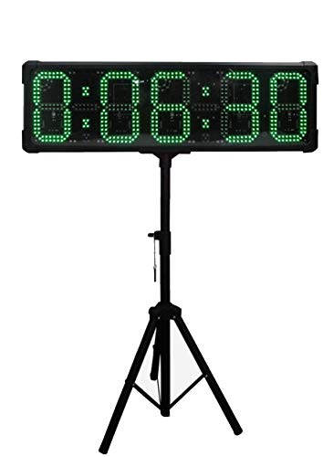 Huanyu 8" LED Countdown Uhr 6 Ziffern Lauf-Uhr Stoppuhr Wasserdicht Countdown Clock Intervall Timer mit Fernbedienung& für Marathonlauf Sportveranstaltungen Wettbewerbe (Grün)