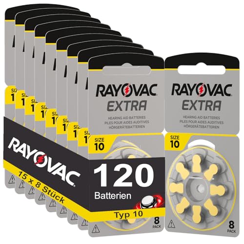 120 Hörgerätebatterien Rayovac Extra Typ 10 15x8 Stück