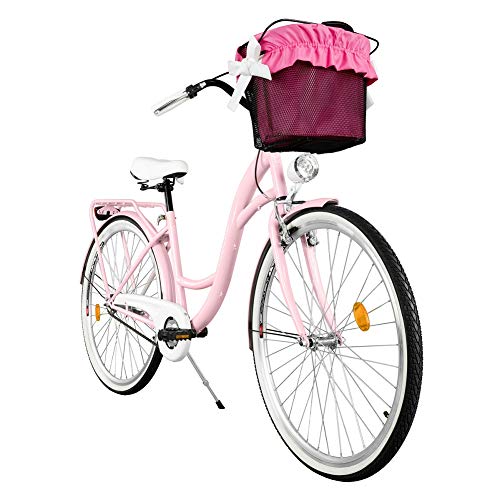 Milord. Komfort Fahrrad mit Rückenträger, Hollandrad, Damenfahrrad, 3-Gang, Rosa, 26 Zoll