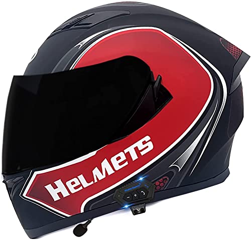 Motorradhelm Motorrad Integrierter Bluetooth DOT/ECE Zugelassenes Klapphelm Integralhelm mit Doppelvisier Belüftungssystem Motorrad Helm für Automatische Reaktion (Color : B, Größe : 2XL=63-64cm)
