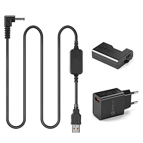 5V USB Kabel ACK-E10 Mobile Netzteil + DR-E10 LP-E10 LPE10 Dummy Akku DC Grip + 5V 3AMP Adapter Kit für Canon 1000D 1100D 1200D 1300D 2000D X50 X70 T3 T5 T6