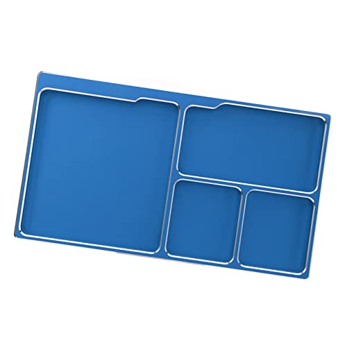SIXRUN RC-Schraubentablett aus Aluminiumlegierung mit Magnetpad, RC-Reparaturwerkzeug, Schraubenscheibe für Wartung, RC-Reparaturzubehör Im Freien, RC-Schraube (Blue)