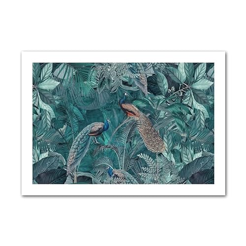 Dschungel Vögel Papagei Toucan Kran Blatt Pflanze Nordische Poster und Drucke Wandkunst Leinwand Malerei Dekor Bilder for Wohnzimmer (Color : Canvas A, Size : 50x70cm No Frame)