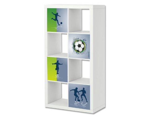 STIKKIPIX Fußball Möbelfolie | ER04 | Aufkleber-Set passend für das Regal EXPEDIT/KALLAX von IKEA (Möbel Nicht inklusive)