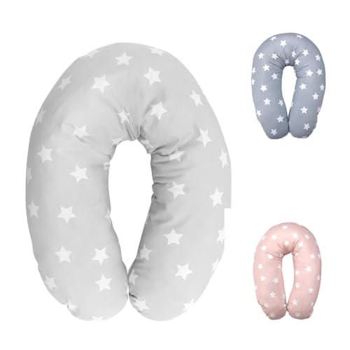 Lorelli Stillkissen Schwangerschaftskissen Sterne 190 cm 100% Baumwolle, Farbe:grau Sterne