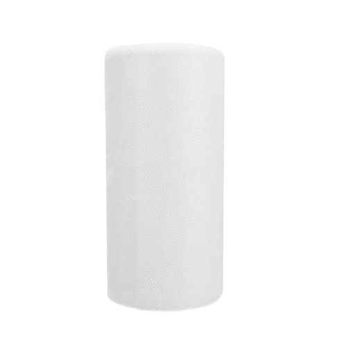 PartyDeco Tüll – Tüllstoff Dekostoff Hochzeit Verpackung Stuhl Tischläufer – Weiß, 1,5 x 50 m