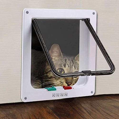 Lelesta Haustier-Tür mit mehreren Positionen, magnetisch, verschließbar, mit Reißverschluss, für kleine Hunde oder Katzen