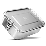 KLEEBLATT® Brotdose aus Edelstahl 1200 ml Lunchbox aus Metall mit flexiblen Fächern und Bügelverschluss, Dichtung auslaufsicher - für Kinder und Erwachsene plastikfrei BPA-frei Lebensmittel-echt (TÜV)