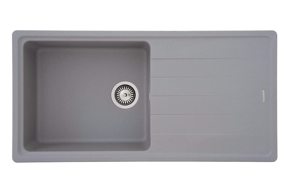respekta Columbia Granitspüle in Grau / 1 Becken Einbauspüle in 100 x 50 cm/Spülbecken geeignet für Unterschränke ab 60 cm Breite