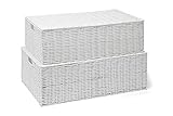 ARPAN Unterbettkommode aus Kunstharz, geflochten, mit Deckel, Weiß (Set – 1 x groß, 1 x mittel)