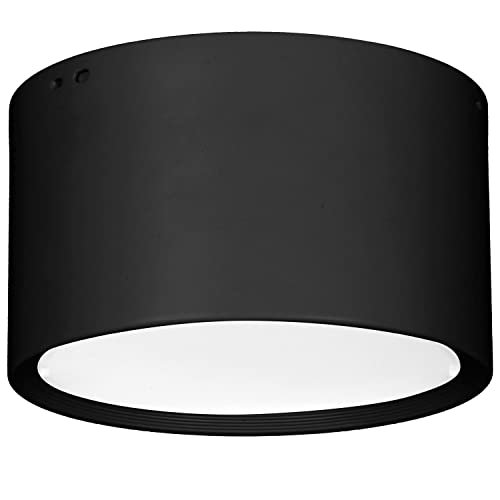 Licht-Erlebnisse LED Deckenspot Schwarz rund klein Ø15 cm flach 4000 K neutralweiß Aufputz Strahler Deckenlampe Flur Küche
